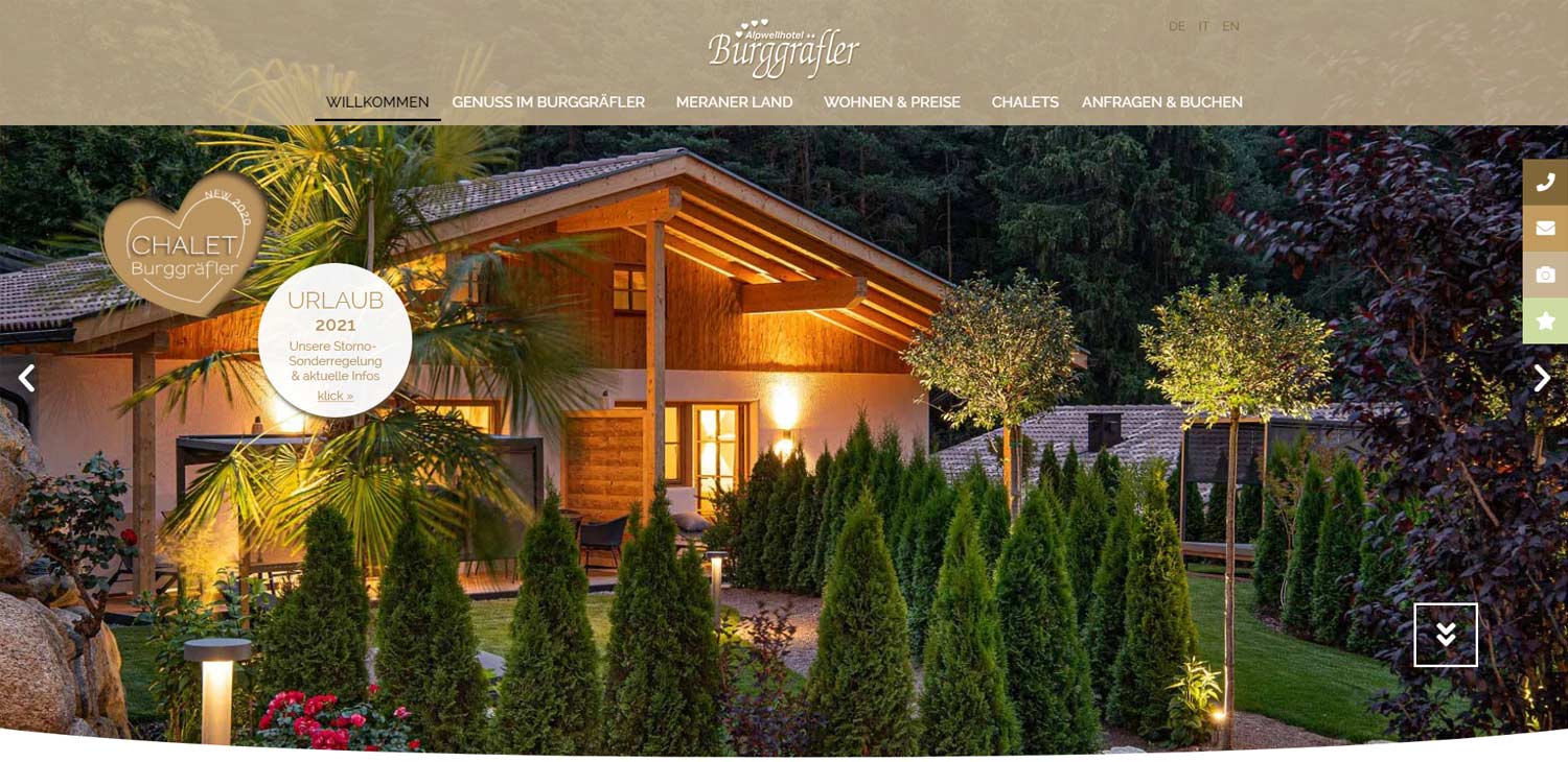Hotel Burggräfler: realizzazione sito web, marketing, newsletter e traduzioni professionali