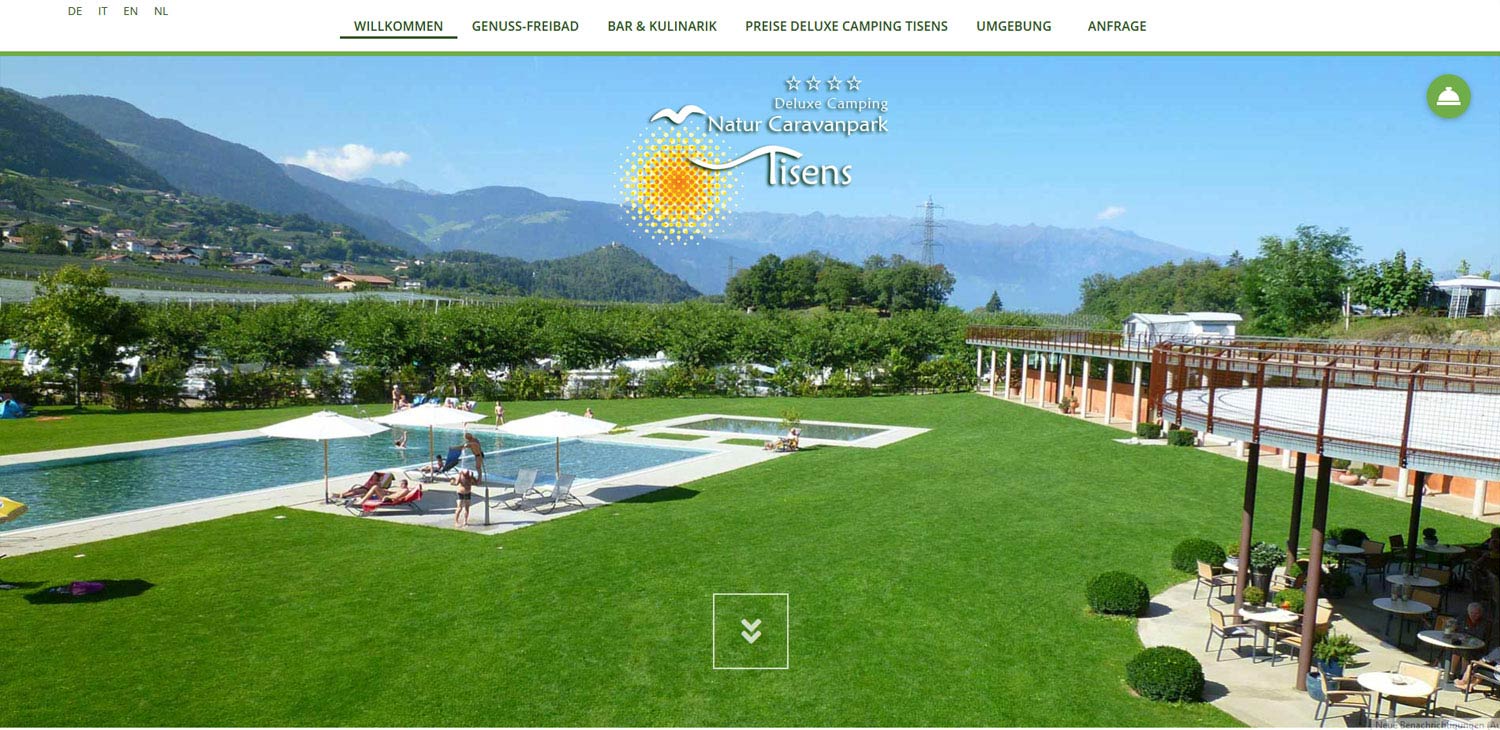 Camping Tisens: realizzazione sito web, grafica, marketing, newsletter e traduzioni professionali