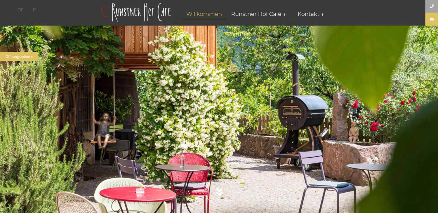 Runstnerhof Café: realizzazione sito web, logo e hosting