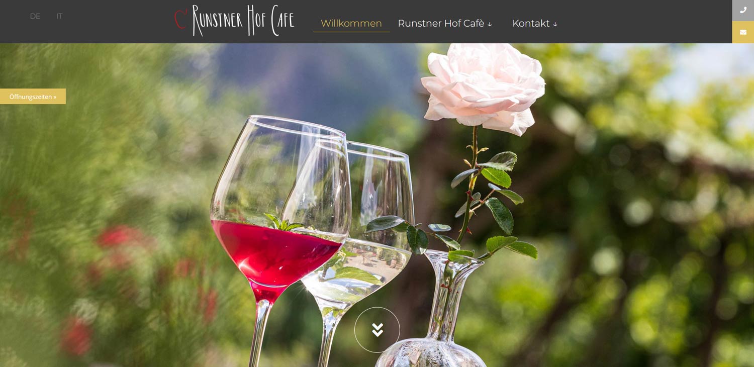 Runstnerhof Café: realizzazione sito web, logo e hosting
