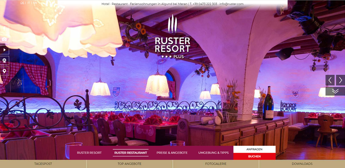 Ruster Resort: realizzazione sito web, online marketing