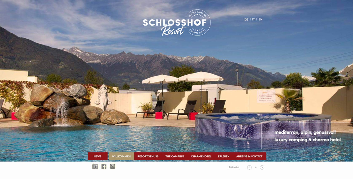 Camping Schlosshof: realizzazione sito web, web marketing, newsletter, grafica e traduzioni professionali